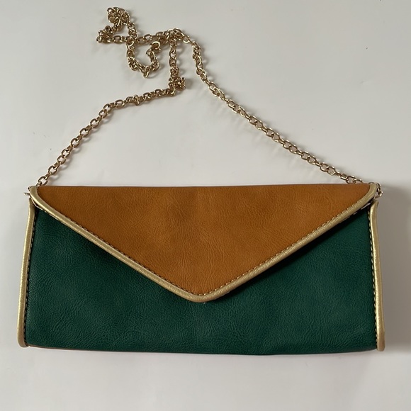 Big Buddha Handbags - Big Buddha crossbody clutch chain shoulder bag LIKE NEW warm Brown Green Gold